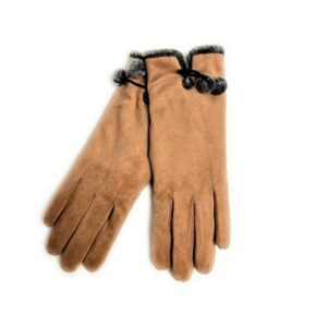 micro suede glove with faux fur interior