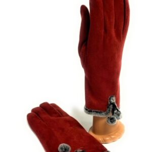 micro suede glove with faux fur interior