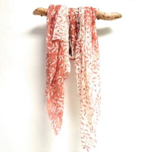 cotton gauze scarf with floral prints