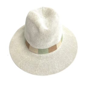 fedora brim hat with multi stripe band
