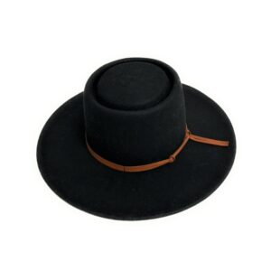 22s 1101 round crown wool felt with suded trim black