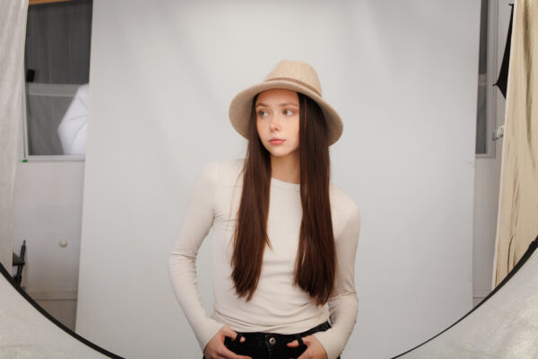21s 0908 boiled wool brim hat with stripe