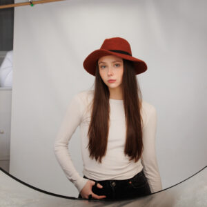 21s 0908 boiled wool brim hat with stripe