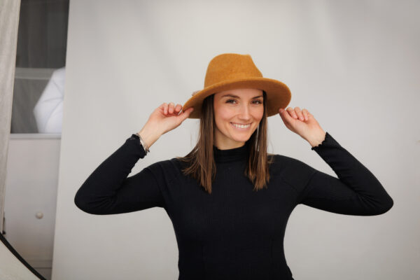 21s 0905 boiled wool fedora brim with tie