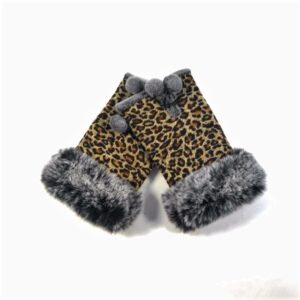 1177 half finger glove leopard prints with faux fur interior (copy)