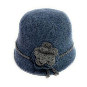 18s 1001 boiled wool cloche hat with flower accent