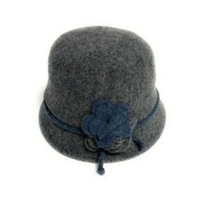 18s 1001 boiled wool cloche hat with flower accent