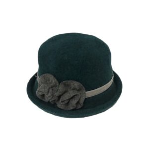 18s 1099 boiled wool cloche hat with velour trim and flower
