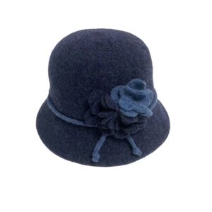 18s 1001 boiled wool cloche hat with flower accent