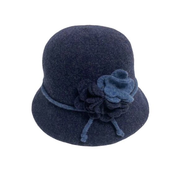 18s 1001 boiled wool cloche hat with flower accent