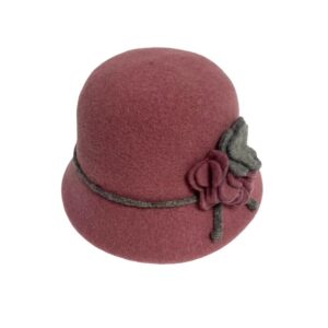 18s 1001 boiled wool cloche hat with flower accent
