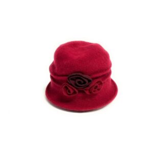 19s 0826 boiled wool cloche hat with wired brim and flowers accent