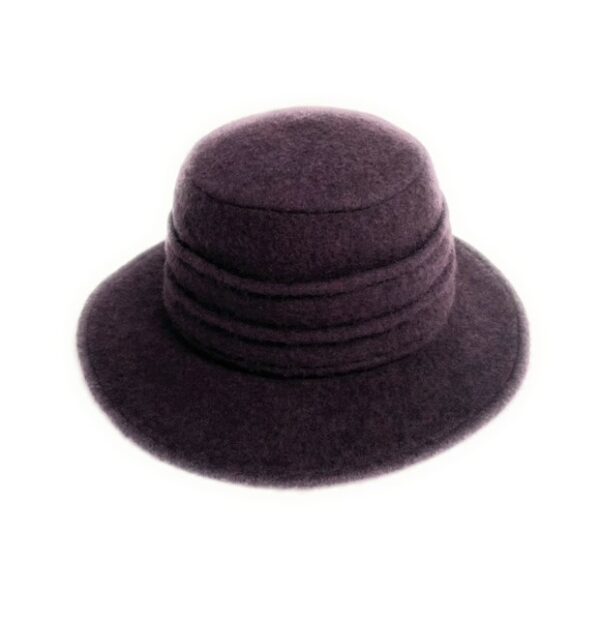 19s 0864 boiled wool brim hat with pleated crown