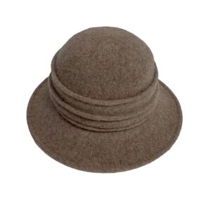 19s 0864 boiled wool brim hat with pleated crown beige