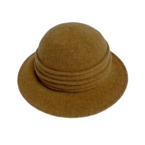 19s 0864 boiled wool brim hat with pleated crown mustard