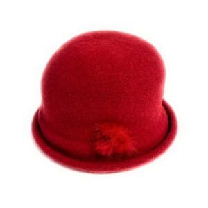 21s 0907 boiled wool cloche hat with fur accent