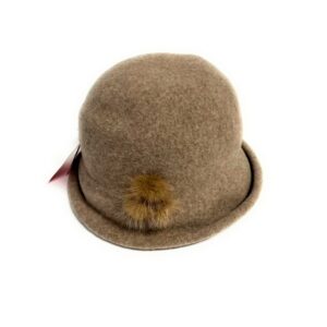 21s 0907 boiled wool cloche hat with fur accent
