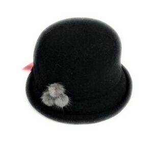 21s 0907 boiled wool cloche hat with fur accent