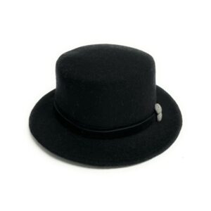 22s 1021 wool blend flat brim hat with buttons accent