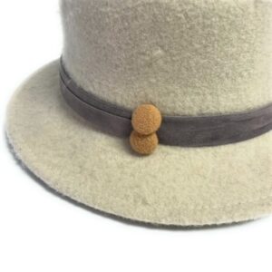 22s 1021 wool blend flat brim hat with buttons accent