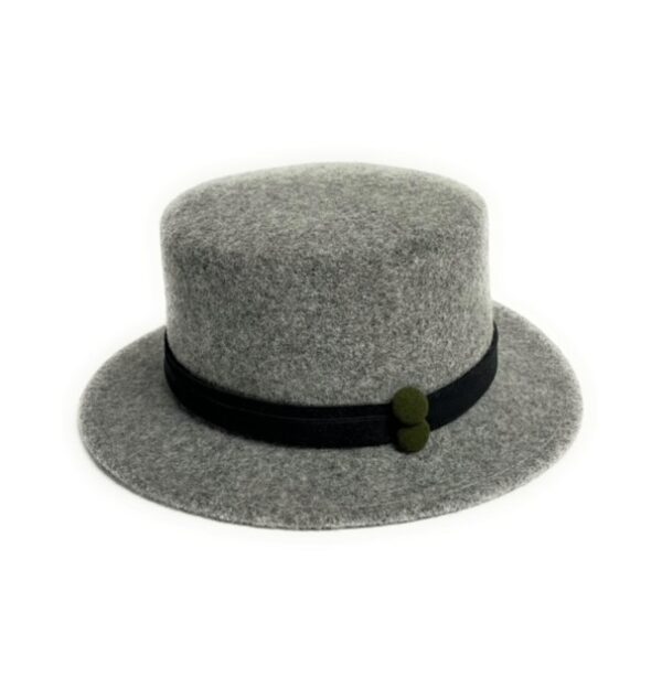 22s 1021 wool blend flat brim hat with buttons accent