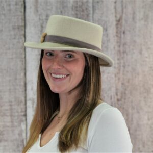 22s 1021 wool blend flat brim hat with buttons accent