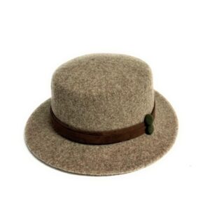 22s 1021 wool blend flat brim hat with buttons accent