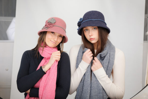 18s 1001 boiled wool cloche hat with flower accent