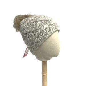20s 0595 2 layers cashmere cap with coyote pom pom pin