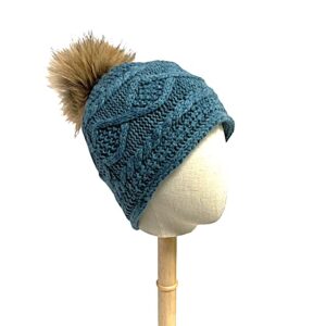 20s 0595 2 layers cashmere cap with coyote pom pom pin