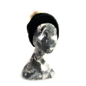 20s 0595 2 layers cashmere cap with coyote pom pom pin