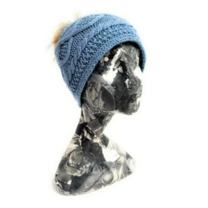 20s 0595 2 layers cashmere cap with coyote pom pom pin