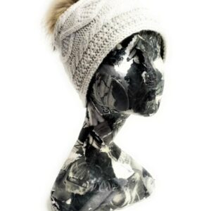 20s 0595 2 layers cashmere cap with coyote pom pom pin