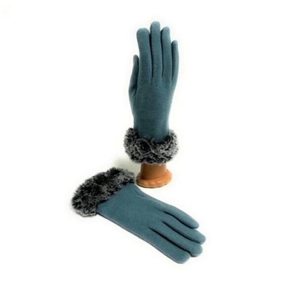 18 128 solid wool glove with faux fur cuff
