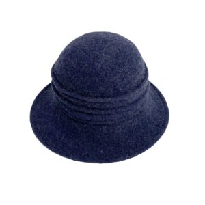 19s 0864 boiled wool brim hat with pleated crown denim