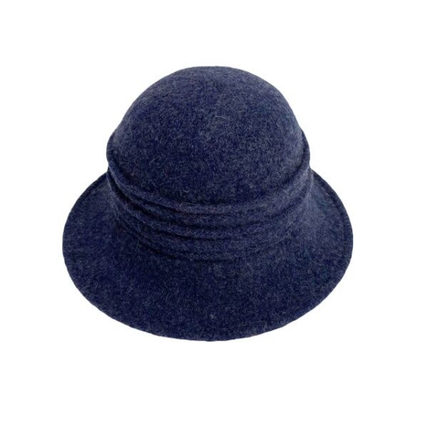 19s 0864 boiled wool brim hat with pleated crown denim