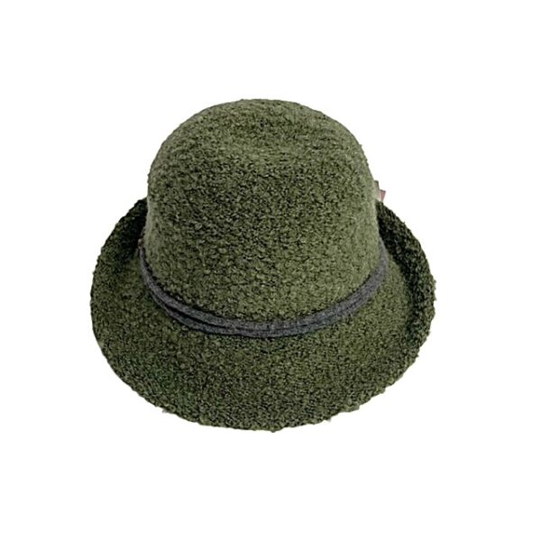 24s 1113 boucle wool turn brim hat with rope accent and buttons