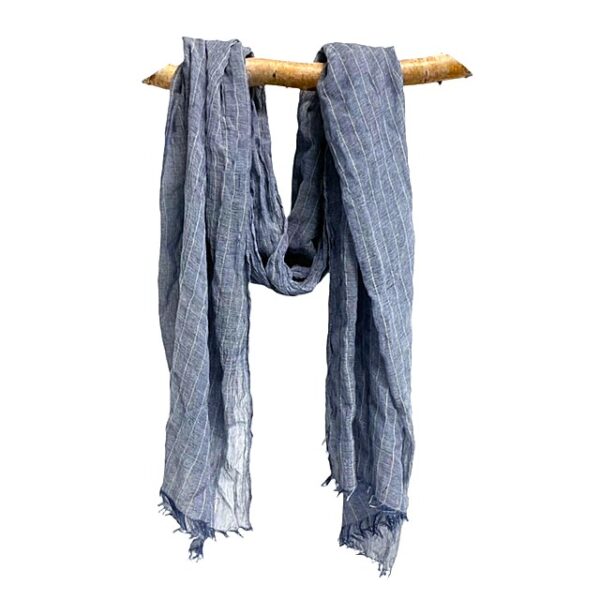 24sp0839 cotton gauze scarf with pinstripes