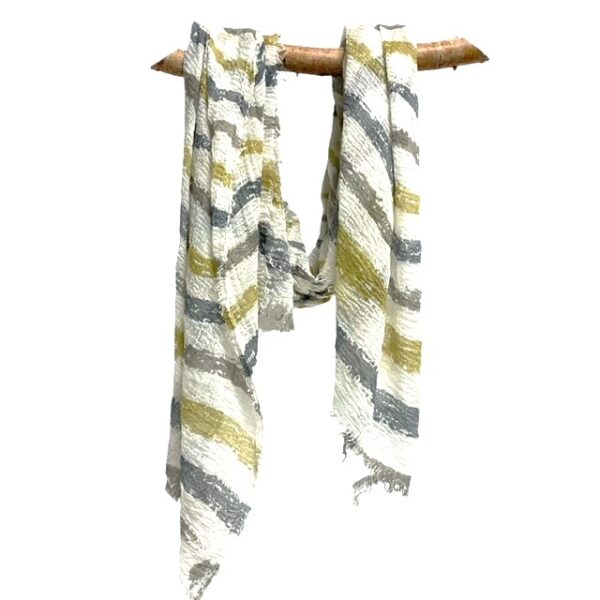 24sp0866 cotton gauze striped scarf