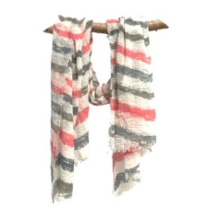 24sp0866 cotton gauze striped scarf