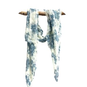 24sp0870 cotton gauze scarf with ink flowers