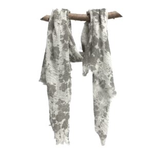 24sp0870 cotton gauze scarf with ink flowers