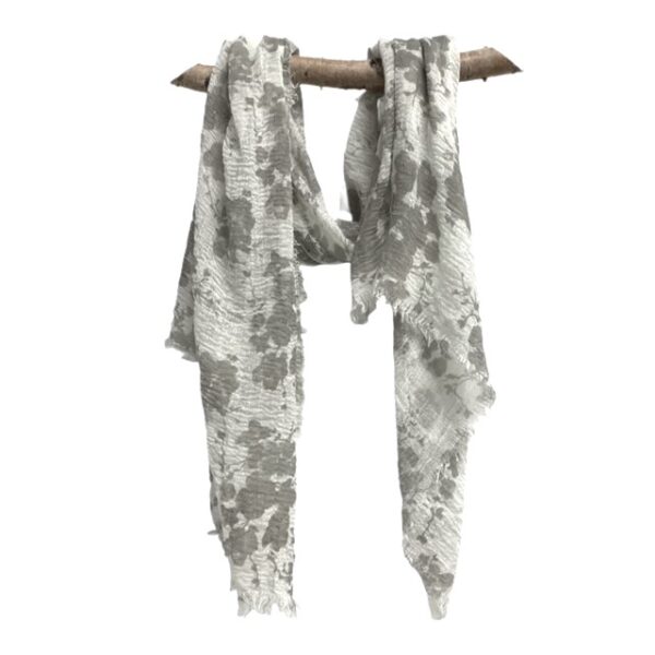 24sp0870 cotton gauze scarf with ink flowers