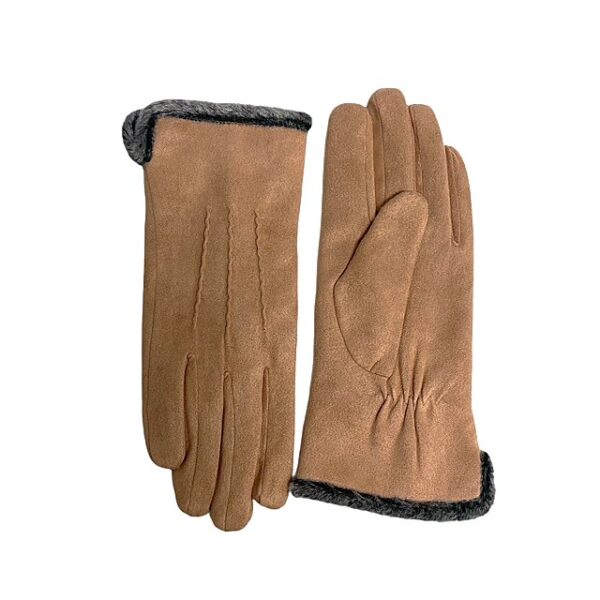 18 139 micro suede glove with stitches design camel