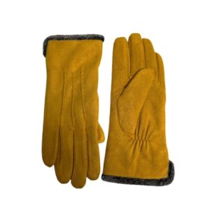 18 139 micro suede glove with stitches design mustard