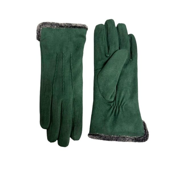 18 139 micro suede glove with stitches design olive