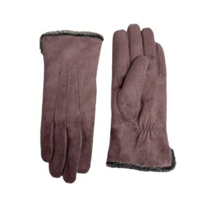 18 139 micro suede glove with stitches design raisin
