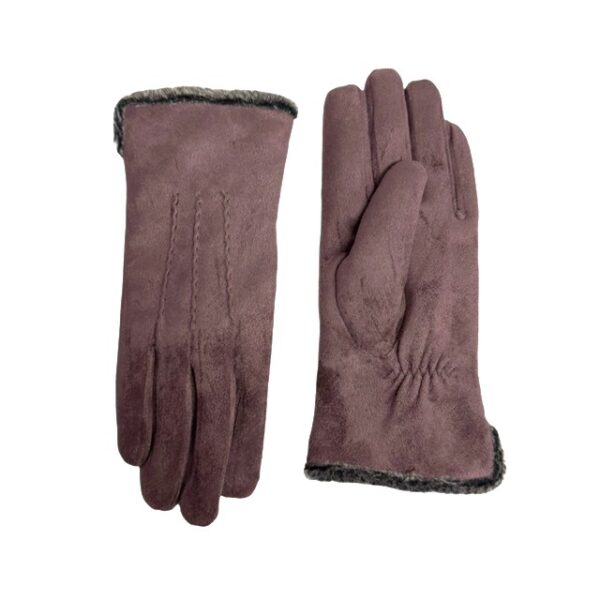 18 139 micro suede glove with stitches design raisin