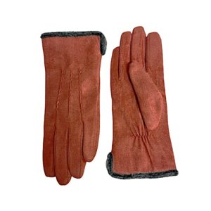 18 139 micro suede glove with stitches design rust