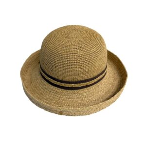 25s 0225 raffia turn brim hat with raffia ribbon trim natural